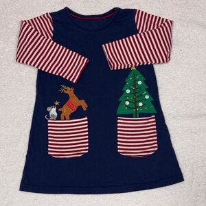 Christmas long sleeve reindeer striped sleeve boden inspired dress girls size 3